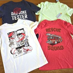 NWT Cat & Jack Set of 4 Boys T Shirts Size Large Red Blue Green White